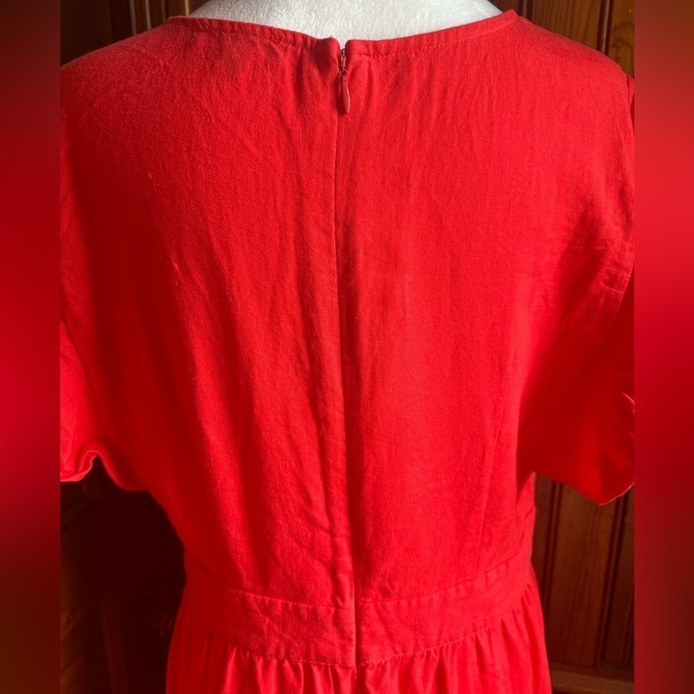 For Cynthia Linen/Viscose Blend Size Medium Red Maxi Dress - Picture 4 of 9